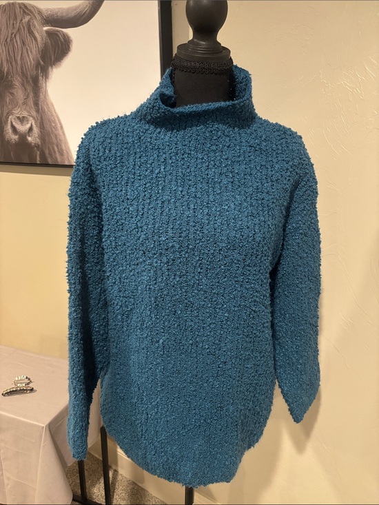 Coldwater Creek Sweaters - Coldwater Creek Teal Bouclé Turtleneck Sweater